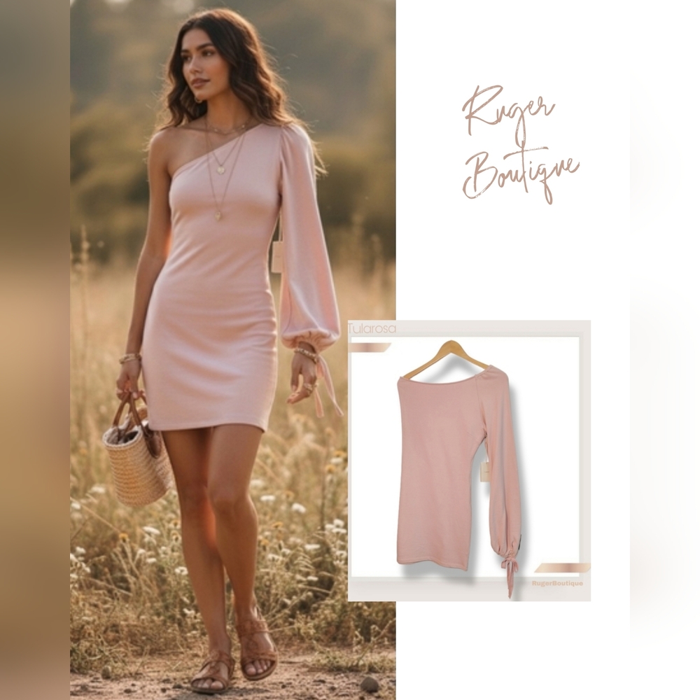 🌿NWT Tularosa Women's XXS Cotton Blush Pink One Shoulder Mini Dress